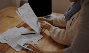 Family looking over documents