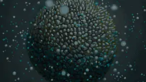 Green ball background with white and blue blurred speckles background - Contact page
