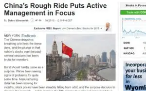 Screenshot of article titled: China's rough ride puts active management in focus