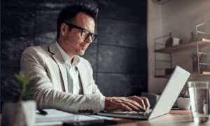 business man working on computer in office