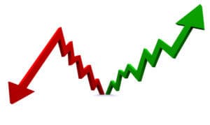 red arrow down and green arrow up graphic