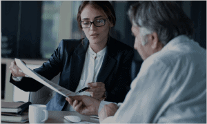 Business people discussion advisor