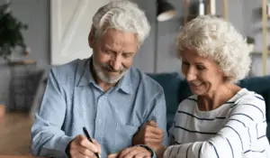 Older couple looking at papers