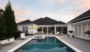 image of a home with a pool, backyard perspective