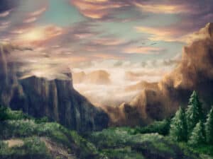 Idyllic and dreamy environment scenery - Digital Painting of a nature landscape