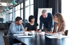 Shot of a group of businesspeople having a meeting in an office