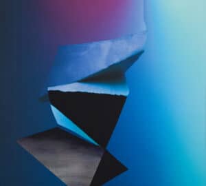 abstract geometric image against blue