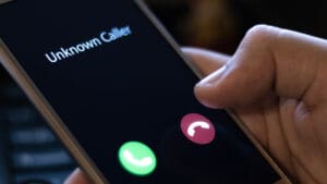 smartphone with call screen on it and