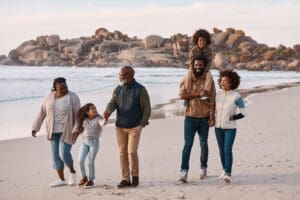 Multigenerational family on a beach